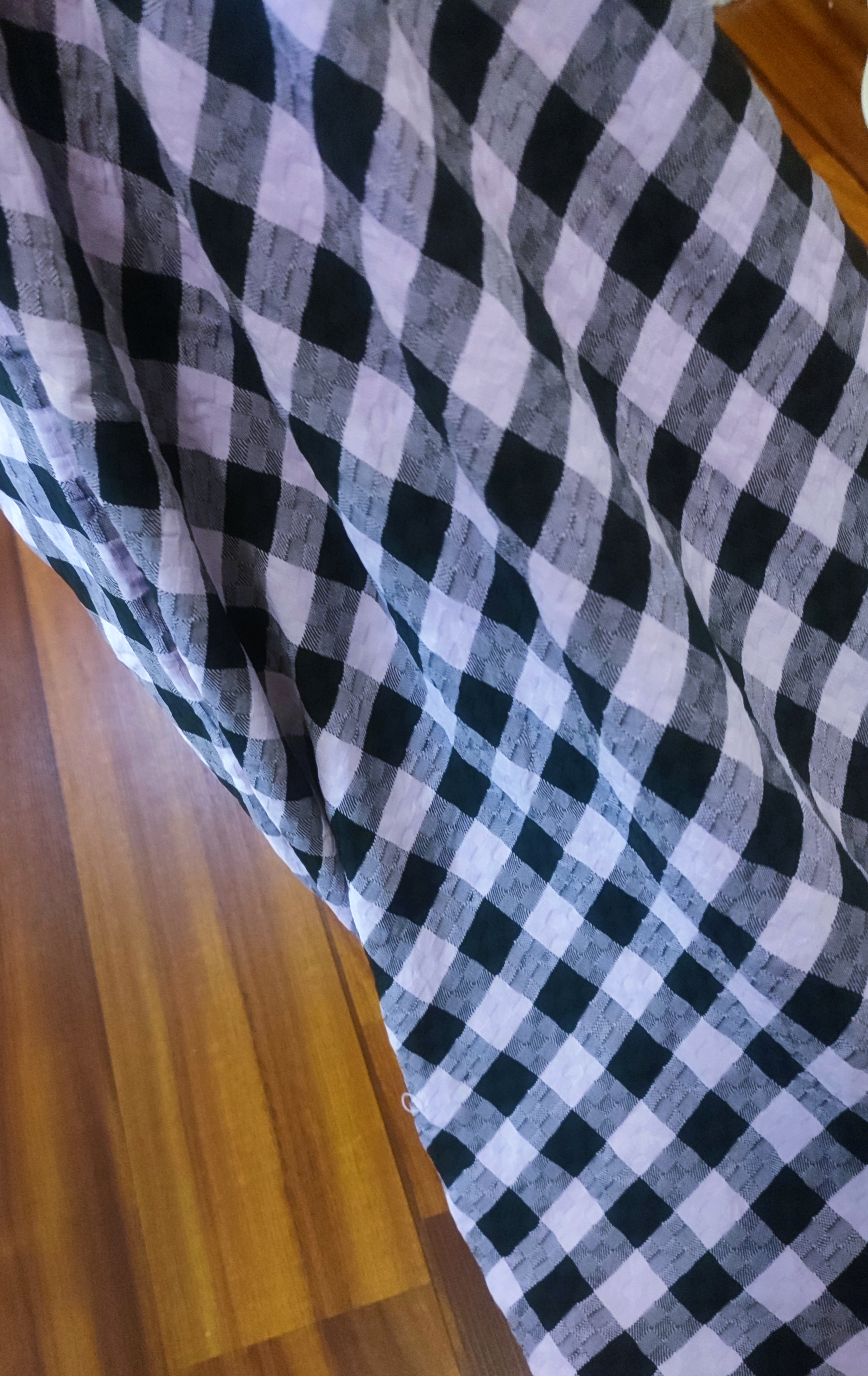 پارچه شانتون چهارخانه یاسی