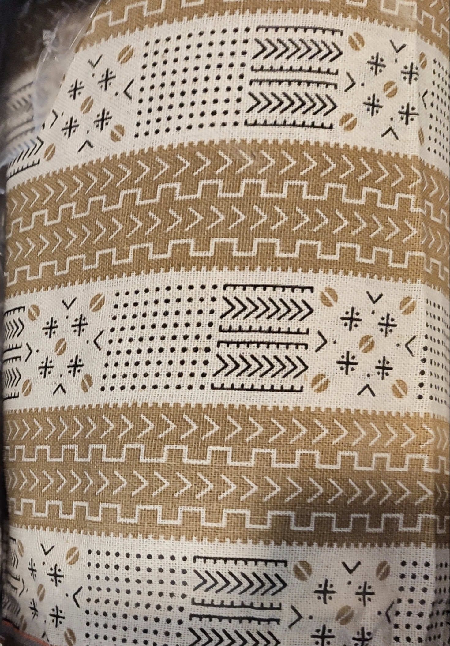 پارچه کتان طرحدار نسکافه ای